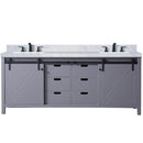 Lexora Marsyas 80" W x 22" D Dark Grey Double Bath Vanity Carrara Marble Countertop and Faucet Set