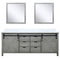 Lexora Marsyas 80" W x 22" D Ash Grey Double Bath Vanity Marble Countertop and 30" Mirrors