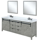 Lexora Marsyas 80" W x 22" D Ash Grey Double Bath Vanity Marble Countertop with Faucet Set and 30" Mirrors