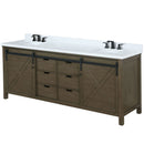 Lexora Marsyas 80" W x 22" D Rustic Brown Double Bath Vanity Marble Countertop and Faucet Set