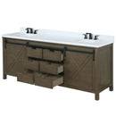 Lexora Marsyas 80" W x 22" D Rustic Brown Double Bath Vanity Marble Countertop and Faucet Set