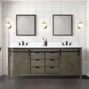 Lexora Marsyas 80" W x 22" D Rustic Brown Double Bath Vanity Marble Countertop and 30" Mirrors