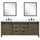 Lexora Marsyas 80" W x 22" D Rustic Brown Double Bath Vanity Marble Countertop with Faucet Set and 30" Mirrors