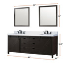 Lexora Marsyas 84 in W x 22 in D Brown Double Bath Vanity with Marble Countertop and 34 in Mirrors