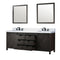 Lexora Marsyas 84 in W x 22 in D Brown Double Bath Vanity, Marble Countertop with Faucet Set and 34 in Mirrors