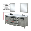 Lexora Marsyas 84" W x 22" D Ash Grey Double Bath Vanity Marble Countertop