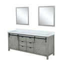 Lexora Marsyas 84 in W x 22 in D Ash Grey Double Bath Vanity with Marble Countertop and 34 in Mirrors