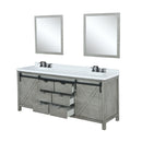 Lexora Marsyas 84 in W x 22 in D Ash Grey Double Bath Vanity, Marble Countertop with Faucet Set and 34 in Mirrors