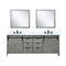 Lexora Marsyas 84 in W x 22 in D Ash Grey Double Bath Vanity, Marble Countertop with Faucet Set and 34 in Mirrors