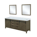 Lexora Marsyas 84 in W x 22 in D Rustic Brown Double Bath Vanity with Marble Countertop and 34 in Mirrors