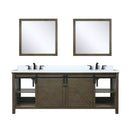 Lexora Marsyas 84 in W x 22 in D Rustic Brown Double Bath Vanity, Marble Countertop with Faucet Set and 34 in Mirrors