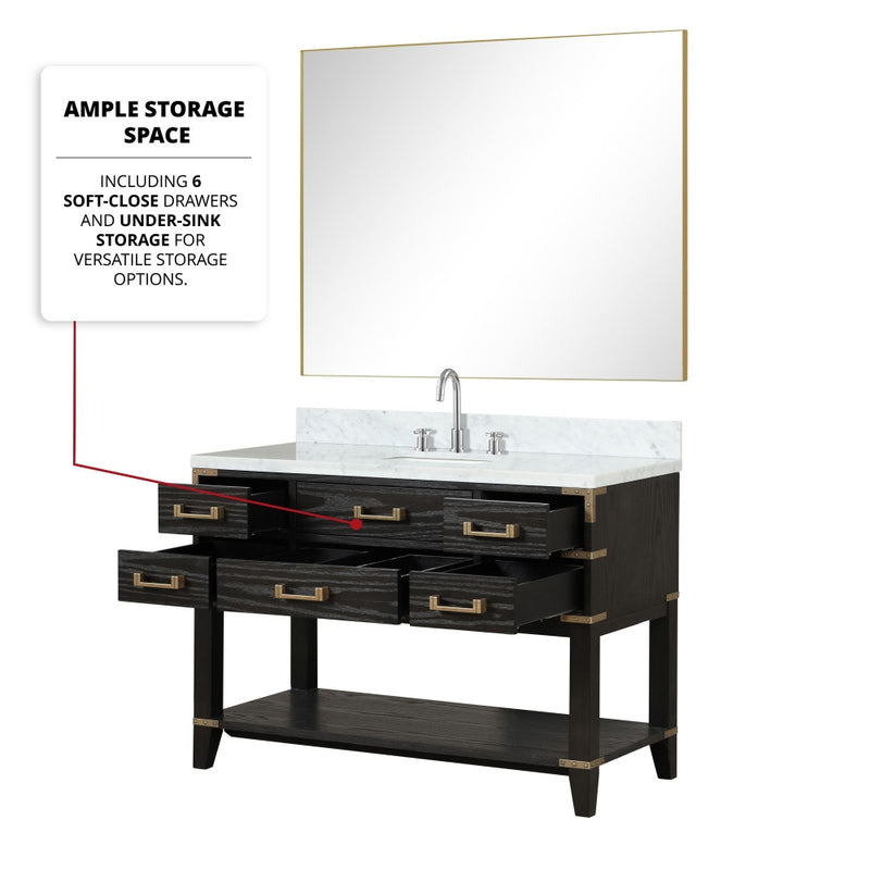 Lexora Norwalk 48 in W x 22 in D Single Bath Vanity and Carrara Marble Top