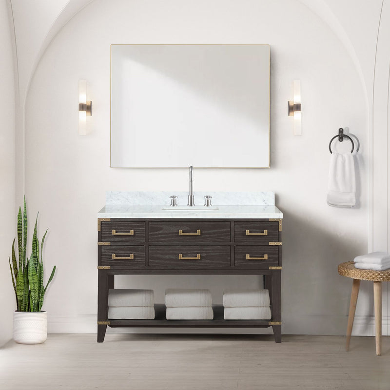 Lexora Norwalk 48 in W x 22 in D Single Bath Vanity and Carrara Marble Top