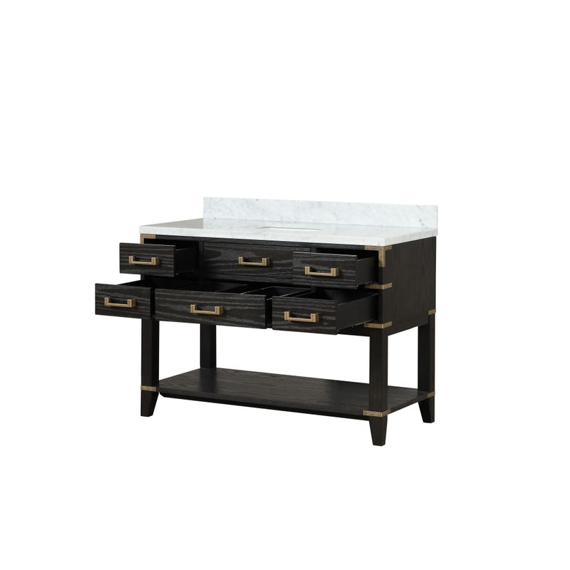 Lexora Norwalk 48 in W x 22 in D Single Bath Vanity and Carrara Marble Top