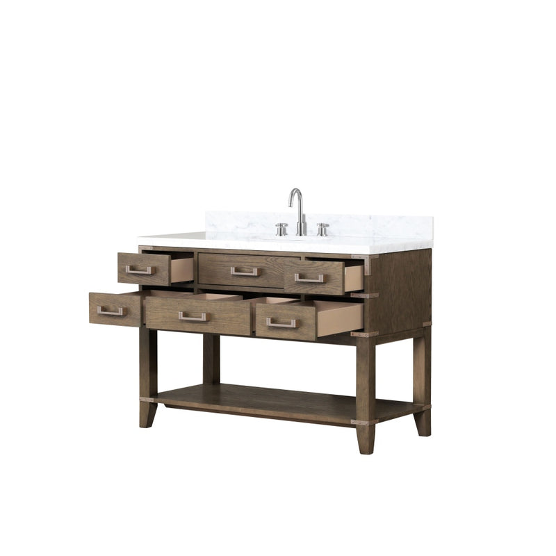 Lexora Norwalk 48 in W x 22 in D Single Bath Vanity with Carrara Marble Top and Faucet Set