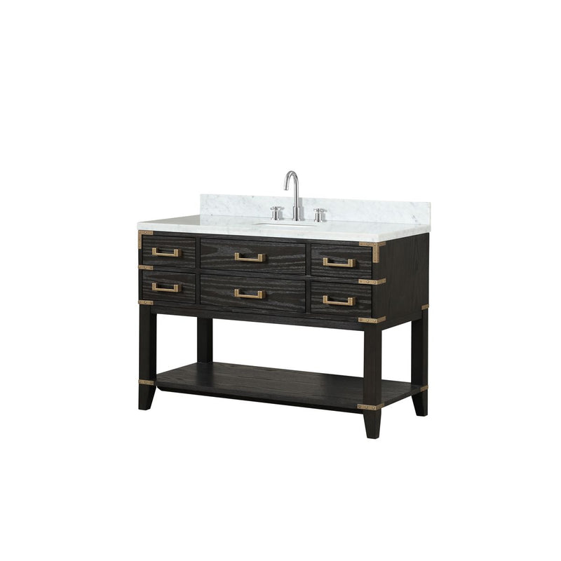 Lexora Norwalk 48 in W x 22 in D Single Bath Vanity with Carrara Marble Top and Faucet Set