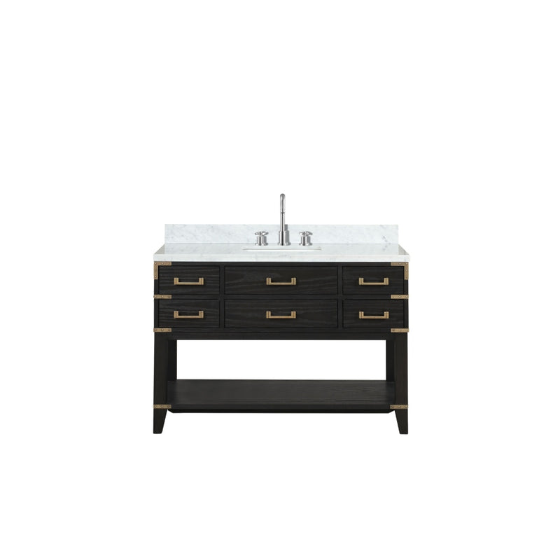 Lexora Norwalk 48 in W x 22 in D Single Bath Vanity with Carrara Marble Top and Faucet Set