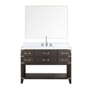 Lexora Norwalk 48 in W x 22 in D Single Bath Vanity with Carrara Marble Top Faucet Set and 46 in Mirror