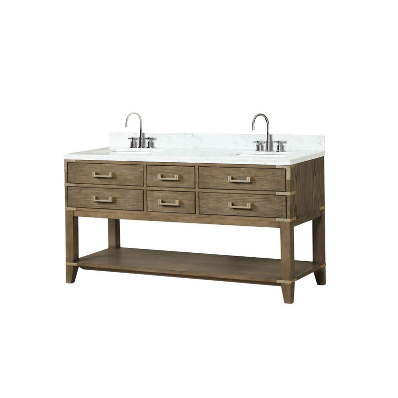 Lexora Norwalk 60 in W x 22 in D Double Bath Vanity with Carrara Marble Top and Faucet Set