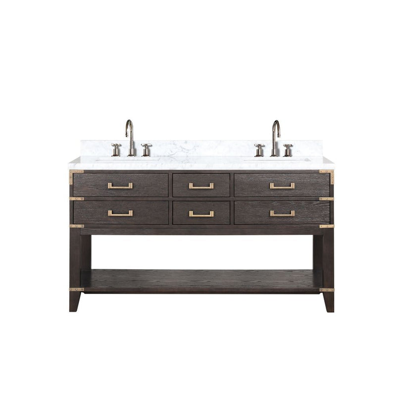 Lexora Norwalk 60 in W x 22 in D Double Bath Vanity with Carrara Marble Top and Faucet Set