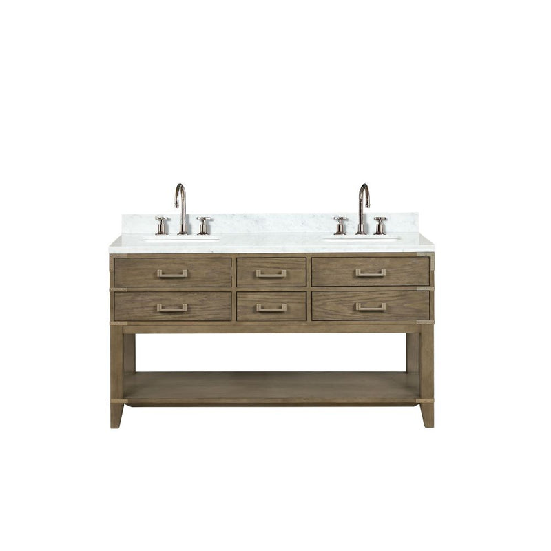 Lexora Norwalk 60 in W x 22 in D Double Bath Vanity with Carrara Marble Top and Faucet Set