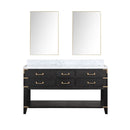 Lexora Norwalk 60 in W x 22 in D Double Bath Vanity with Carrara Marble Top and 28 in Mirrors