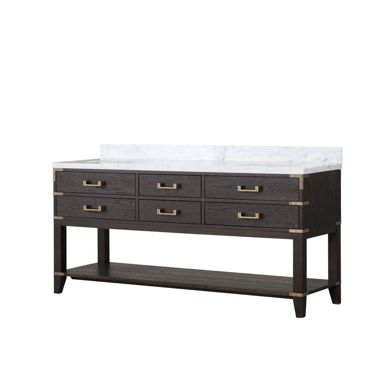 Lexora Norwalk 72 in W x 22 in D Double Bath Vanity and Carrara Marble Top