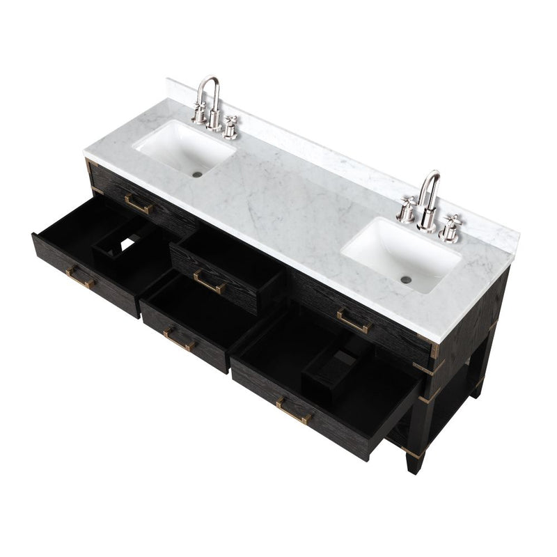 Lexora Norwalk 72 in W x 22 in D Double Bath Vanity with Carrara Marble Top and Faucet Set