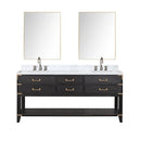 Lexora Norwalk 72 in W x 22 in D Double Bath Vanity with Carrara Marble Top Faucet Set and 34 in Mirrors