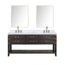 Lexora Norwalk 72 in W x 22 in D Double Bath Vanity with Carrara Marble Top Faucet Set and 34 in Mirrors