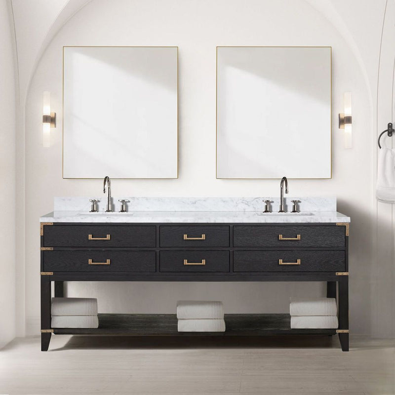 Lexora Norwalk 80 in W x 22 in D Double Bath Vanity and Carrara Marble Top