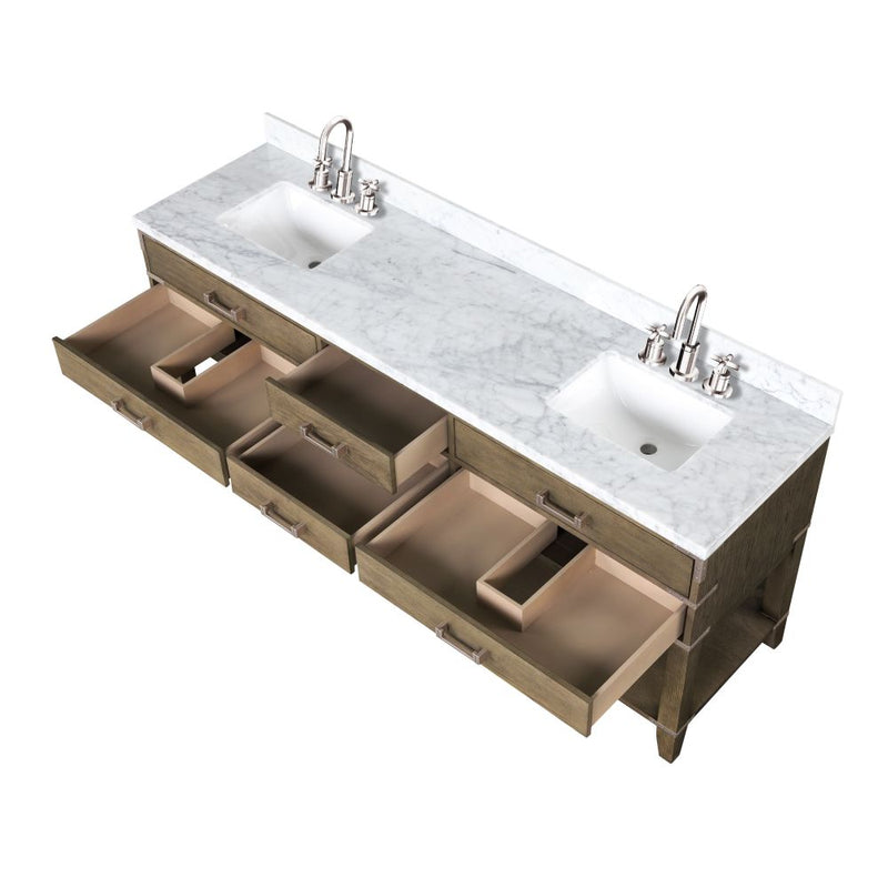 Lexora Norwalk 80 in W x 22 in D Double Bath Vanity with Carrara Marble Top and Faucet Set