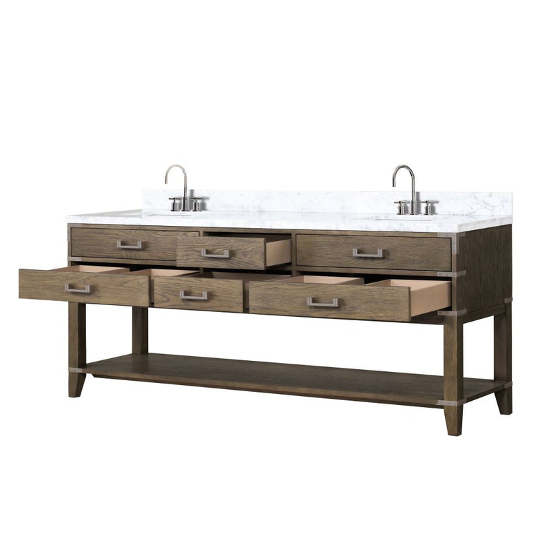 Lexora Norwalk 80 in W x 22 in D Double Bath Vanity with Carrara Marble Top and Faucet Set