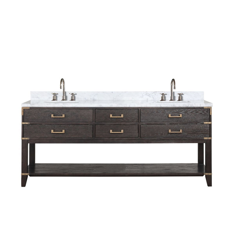 Lexora Norwalk 80 in W x 22 in D Double Bath Vanity with Carrara Marble Top and Faucet Set