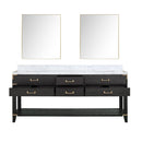 Lexora Norwalk 80 in W x 22 in D Double Bath Vanity with Carrara Marble Top and 36 in Mirrors