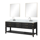 Lexora Norwalk 84 in W x 22 in D Double Bath Vanity with Carrara Marble Top Faucet Set and 36 in Mirrors