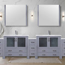 Lexora Volez 108" W x 18.25" D Double Bath Vanity with Side Cabinets White Ceramic Top 34" Mirrors and Faucet Set