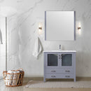 Lexora Volez 36" W x 18.25" D Bath Vanity with White Ceramic Top and Faucet Set