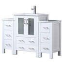 Lexora Volez 48" W x 18.25" D Single Bath Vanity with Side Cabinets White Ceramic Top and Faucet Set