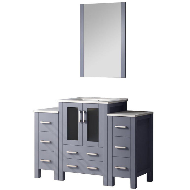 Lexora Volez 48" W x 18.25" D Single Bath Vanity with Side Cabinets and White Ceramic Top