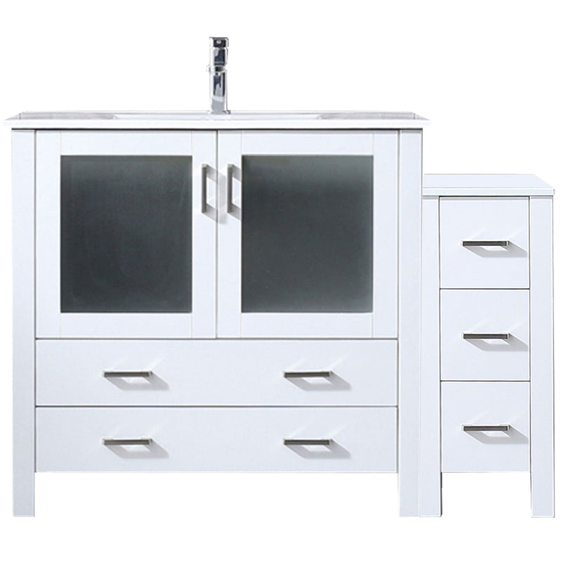 Lexora Volez 48" W x 18.25" D Single Bath Vanity with Side Cabinet with White Ceramic Top and Faucet Set