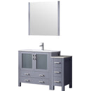 Lexora Volez 48" W x 18.25" D Single Bath Vanity with Side Cabinet with White Ceramic Top and 34" Mirror