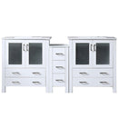 Lexora Volez 72" W x 18.25" D Double Bath Vanity with Side Cabinet and White Ceramic Top