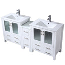 Lexora Volez 72" W x 18.25" D Double Bath Vanity with Side Cabinet White Ceramic Top and Faucet Set