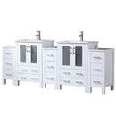 Lexora Volez 84" W x 18.25" D Double Bath Vanity with Side Cabinets White Ceramic Top and Faucet Set