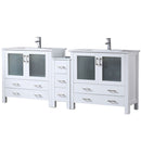 Lexora Volez 84" W x 18.25" D Double Bath Vanity with Side Cabinet and White Ceramic Top Faucet Set