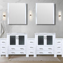 Lexora Volez 96" W x 18.25" D Double Bath Vanity with Side Cabinets with White Ceramic Top and Faucet Set