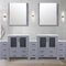 Lexora Volez 96" W x 18.25" D Double Bath Vanity with Side Cabinets White Ceramic Top and 28" Mirrors