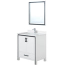 Lexora Ziva 30" W x 22" D Bath Vanity White Quartz Top with Faucet Set and 28" Mirror