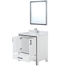 Lexora Ziva 30" W x 22" D Bath Vanity White Quartz Top with Faucet Set and 28" Mirror